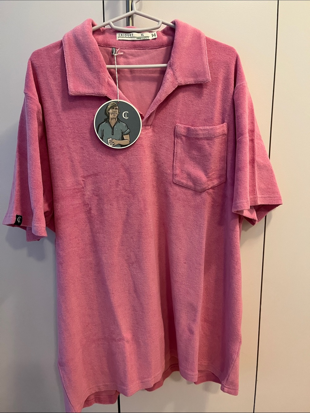 Criquet Men's Pink Terry Polo with Chest Pocket